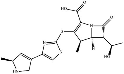 (4R,5S,6S)-3-[[4-[(5S)-2,5-Dihydro-5-methyl-1H-pyrrol-3-yl]-2-thiazolyl]thio]-6-[(1R)-1-hydroxyethyl]-4-methyl-7-oxo-1-azabicyclo[3.2.0]hept-2-ene-2-carboxylic acid 구조식 이미지