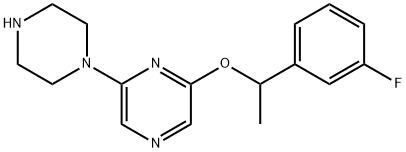 2-[1-(3-Fluorophenyl)ethoxy]-6-(1-piperazinyl)pyrazine 구조식 이미지