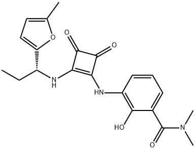 (R)-2-hydroxy-N,N-dimethyl-3-(2-(1-(5-methylfuran-2-yl)propylamino)-3,4-dioxocyclobut-1-enylamino)benzamide 구조식 이미지