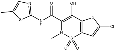 6-Chloro-4-hydroxy-2-methyl-N-(5-methyl-2-thiazolyl)-2H-thieno[2,3-e]-1,2-thiazine-3-carboxamide 1,1-Dioxide

 구조식 이미지