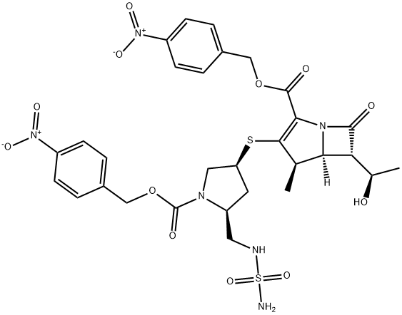 491878-07-0 (4R,5S,6S)-3-[[(3S,5S)-5-[[(Aminosulfonyl)amino]methyl]-1-[[(4-nitrophenyl)methoxy]carbonyl]-3-pyrrolidinyl]thio]-6-[(1R)-1-hydroxyethyl]-4-methyl-7-oxo-1-azabicyclo[3.2.0]hept-2-ene-2-carboxylic acid (4-nitrophenyl)methyl ester