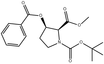 (2S,3R)-N-tert-Butoxycarbonyl-3-benzoyloxy-2-pyrrolidinecarboxylic acid methyl ester Structure