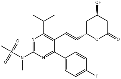 N-[4-(4-Fluorophenyl)-6-(1-methylethyl)-5-[(1E)-2-[(2S,4R)-tetrahydro-4-hydroxy-6-oxo-2H-pyran-2-yl]ethenyl]-2-pyrimidinyl]-N-methylmethanesulfonamide 구조식 이미지