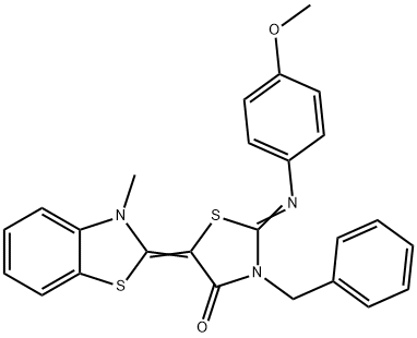(2E,5E)-3-benzyl-2-(4-methoxyphenylimino)-5-(3-methylbenzo[d]thiazol-2(3H)-ylidene)thiazolidin-4-one 구조식 이미지