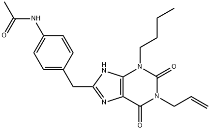 N-[4-(1-Allyl-3-butyl-2,6-dioxo-2,3,6,7-tetrahydro-1H-purin-8-ylmethyl)phenyl]acetamide 구조식 이미지