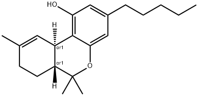 trans-6A,7,8,10A-Tetrahydro-6,6,9-trimethyl-3-pentyl-6H-dibenzo(B,D)pyran-1-ol 구조식 이미지