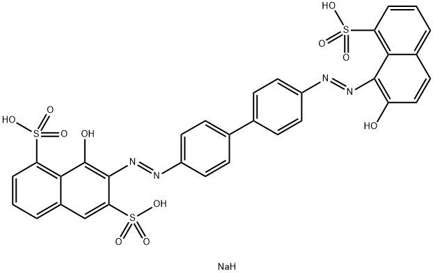 4-Hydroxy-3-[[4'-[(2-hydroxy-8-sodiosulfo-1-naphthalenyl)azo]-1,1'-biphenyl-4-yl]azo]naphthalene-2,5-disulfonic acid disodium salt 구조식 이미지