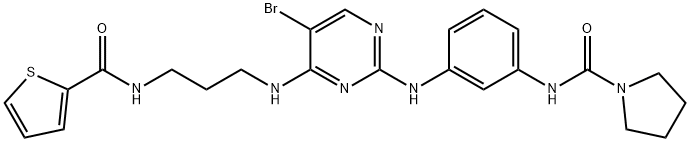 N-(3-(5-Bromo-4-(3-(thiophene-2-carboxamido)propylamino)pyrimidin-2-ylamino)phenyl)pyrrolidine-1-carboxamide Structure