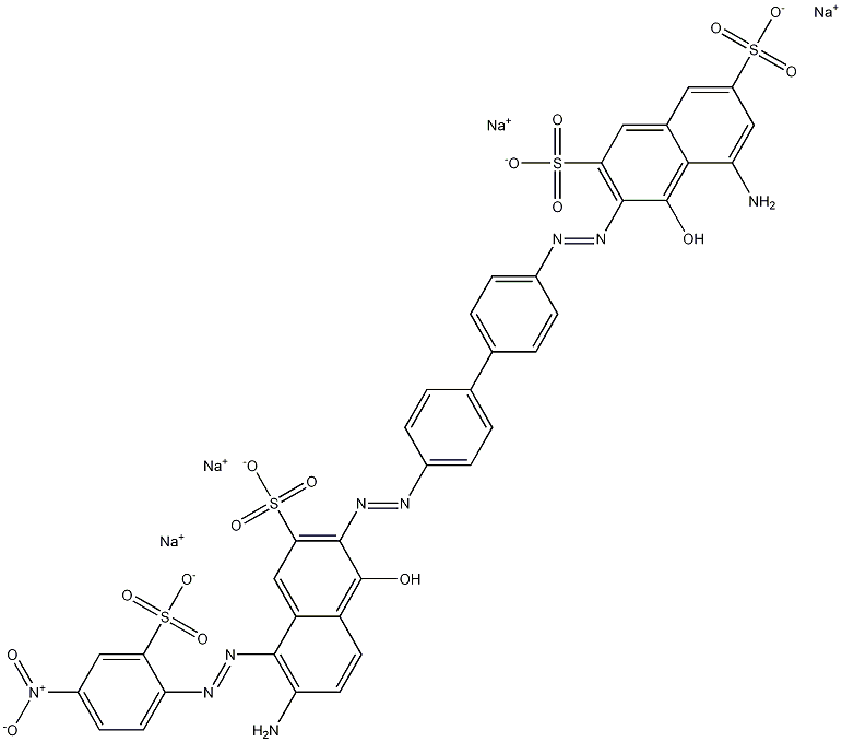 5-Amino-3-[[4'-[[6-amino-1-hydroxy-5-[(4-nitro-2-sulfophenyl)azo]-3-sulfo-2-naphtyl]azo]-1,1'-biphenyl-4-yl]azo]-4-hydroxy-2,7-naphthalenedisulfonic acid tetrasodium salt 구조식 이미지