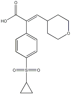 (E)-2-(4-(cyclopropylsulfonyl)phenyl)-3-(tetrahydro-2H-pyran-4-yl)acrylic acid Structure