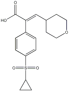 (E)-2-(4-(cyclopropylsulfonyl)phenyl)-3-(tetrahydro-2H-pyran-4-yl)acrylic acid 구조식 이미지