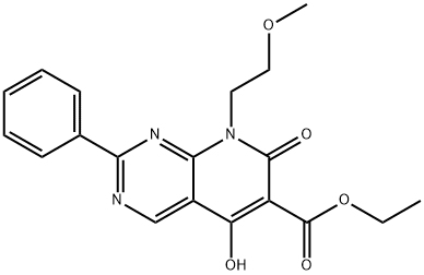 ethyl 5-hydroxy-8-(2-methoxyethyl)-7-oxo-2-phenyl-7,8-dihydropyrido[2,3-d]pyrimidine-6-carboxylate 구조식 이미지