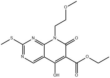 ethyl 5-hydroxy-8-(2-methoxyethyl)-2-(methylthio)-7-oxo-7,8-dihydropyrido[2,3-d]pyrimidine-6-carboxylate 구조식 이미지