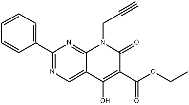 ethyl 5-hydroxy-7-oxo-2-phenyl-8-(prop-2-ynyl)-7,8-dihydropyrido[2,3-d]pyrimidine-6-carboxylate 구조식 이미지