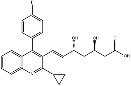 (3R,5R,6E)-7-[2-Cyclopropyl-4-(4-fluorophenyl)-3-quinolinyl]-3,5-dihydroxy-6-heptenoic acid 구조식 이미지