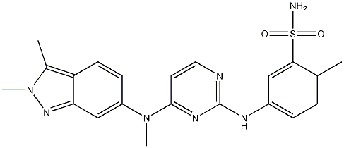 5-{4-[(2,3-Dimethyl-2H-indazol-6-yl)-methyl-amino]-pyrimidin-2-ylamino}-2-methyl-benzenesulfonamide Structure