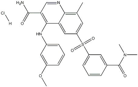 6-[[3-[(Dimethylamino)carbonyl]phenyl]sulfonyl]-4-[(3-methoxyphenyl)amino]-8-methyl-3-quinolinecarboxamide hydrochloride Structure