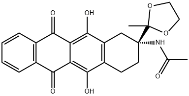 Acetamide,N-[1,2,3,4,6,11-hexahydro-5,12-dihydroxy-2-(2-methyl-1,3-dioxolan-2-yl)-6,11-dioxo-2-naphthacenyl]-,(R)- Structure