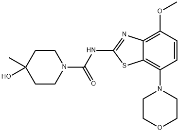 4-Hydroxy-N-[4-methoxy-7-(4-morpholinyl)-2-benzothiazolyl]-4-methyl-1-piperidinecarboxamide Structure