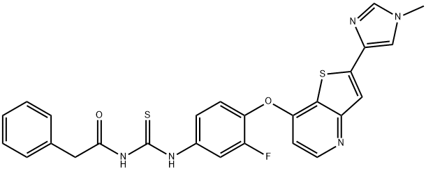 N-(3-fluoro-4-(2-(1-methyl-1H-imidazol-4-yl)thieno[3,2-b]pyridin-7-yloxy)phenylcarbamothioyl)-2-phenylacetamide Structure