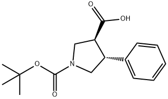(3S,4R)-1-(tert-butoxycarbonyl)-4-phenylpyrrolidine-3-carboxylic acid Structure