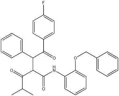 2-[2-(4-Fluorophenyl)-2-oxo-1-phenyl-ethyl]-4-methyl-3-oxo-pentanoic Acid, (2-Benzyloxy-phenyl)-amide 구조식 이미지