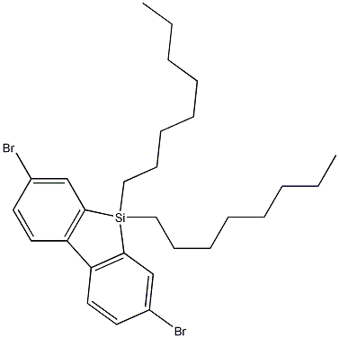 2,7-디브로모-9,9-디옥틸-9H-9-실라플루오렌 구조식 이미지