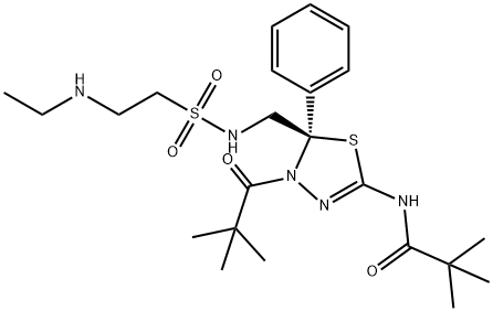 (-)-N-[4-(2,2-Dimethylpropanoyl)-5-[[2-(ethylamino)ethanesulfonamido]methyl]-5-phenyl-4,5-dihydro-1,3,4-thiadiazol-2-yl]-2,2-dimethylpropanamide Structure