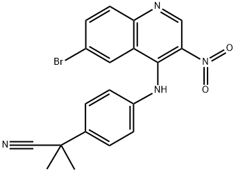 2-[4-[(6-Bromo-3-nitroquinolin-4-yl)amino]phenyl]-2-methylpropionitrile Structure