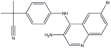 4-[(3-amino-6-bromo-4-quinolinyl)amino]-.alpha.,.alpha.-dimethyl-Benzeneacetonitrile Structure