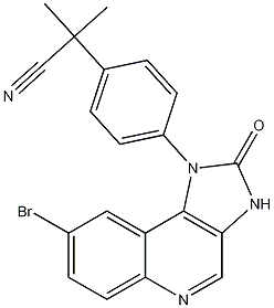 Benzeneacetonitrile, 4-(8-bromo-2,3-dihydro-2-oxo-1H-imidazo[4,5-c]quinolin-1-yl)-.alpha.,.alpha.-dimethyl- 구조식 이미지
