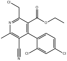 ethyl 2-(chloromethyl)-4-(2,4-dichlorophenyl)-5-cyano-6-methylpyridine-3-carboxylate 구조식 이미지