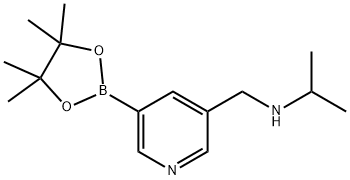 N-((5-(4,4,5,5-tetramethyl-1,3,2-dioxaborolan-2-yl)pyridin-3-yl)methyl)propan-2-amine 구조식 이미지