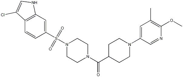 Methanone, [4-[(3-chloro-1H-indol-6-yl)sulfonyl]-1-piperazinyl][1-(6-methoxy-5-methyl-3-pyridinyl)-4-piperidinyl]- 구조식 이미지