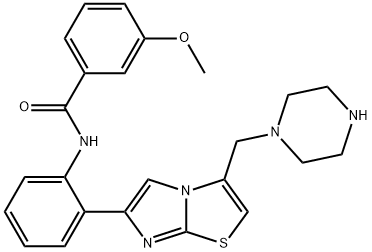3-methoxy-N-(2-(3-(piperazin-1-ylmethyl)imidazo[2,1-b]thiazol-6-yl)phenyl)benzamide 구조식 이미지