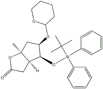 (3aR,4S,5R,6aS)-4-(tert-Butyldiphenylsilyloxy)methyl-5-tetrahydropyranyloxy-hexahydro-2H-cyclopenta[b]furan-2-one Structure