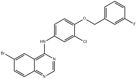 6-Bromo-N-[3-chloro-4-[(3-fluorophenyl)methoxy]phenyl]quinazolin-4-amine 구조식 이미지