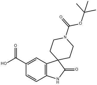 1′-(TERT-BUTOXYCARBONYL)-2-OXOSPIRO[인돌린-3,4′-피페리딘]-5-카르복실산 구조식 이미지