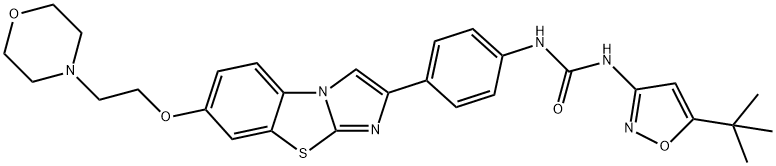 N-(5-tert-Butylisoxazol-3-yl)-N'-{4-[7-(2-morpholin-4-ylethoxy)imidazo[2,1-b][1,3]benzothiazol-2-yl]phenyl}urea 구조식 이미지