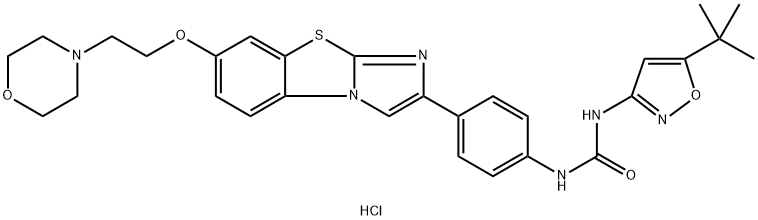 N-[5-(1,1-Dimethylethyl)-3-isoxazolyl]-N'-[4-[7-[2-(4-morpholinyl)ethoxy]imidazo[2,1-b]benzothiazol-2-yl]phenyl]urea hydrochloride 구조식 이미지