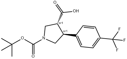 (3S,4R)-1-(tert-butoxycarbonyl)-4-(4-(trifluoromethyl)phenyl)pyrrolidine-3-carboxylic acid 구조식 이미지
