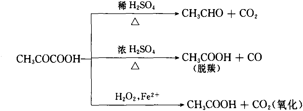丙酮酸发生脱羰、氧化反应