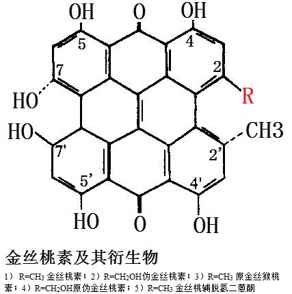 金丝桃素及其衍生物结构式