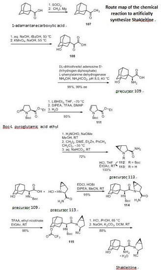 reaction of synthesizing Shakleitine