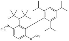 图1 2 - (二叔丁基膦)-3,6-二甲氧基-2'-4'-6'三- 1 -丙基- 1,1'-双苯基的结构式。