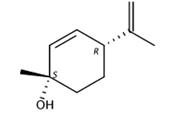 图1 (1S，4R)-1-甲基-4-(1-甲基乙烯基)-2-环己烯-1-醇的结构式。