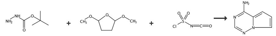图2 吡咯并[2，1-F][1，2，4]三嗪-4-胺的合成路线[2]。