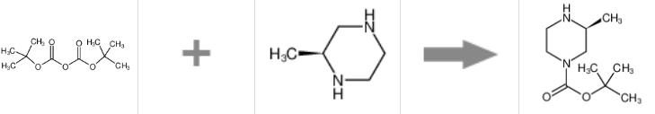  (S)-4-N-叔丁氧羰基-2-甲基哌嗪的合成反应式