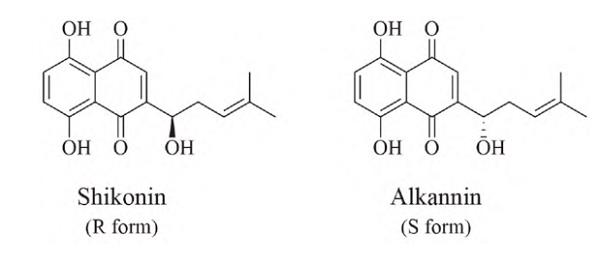 紫草宁和阿卡宁的化学结构.png