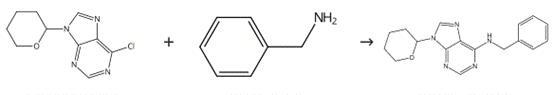 Preparation of N-Benzyl-9-(tetrahydro-2H-pyran-2-yl)adenine